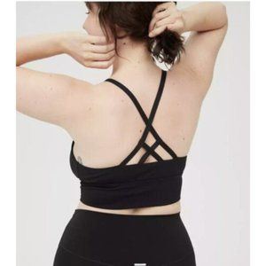 Aerie Small Sports Bra Offline Real Me Strappy Black